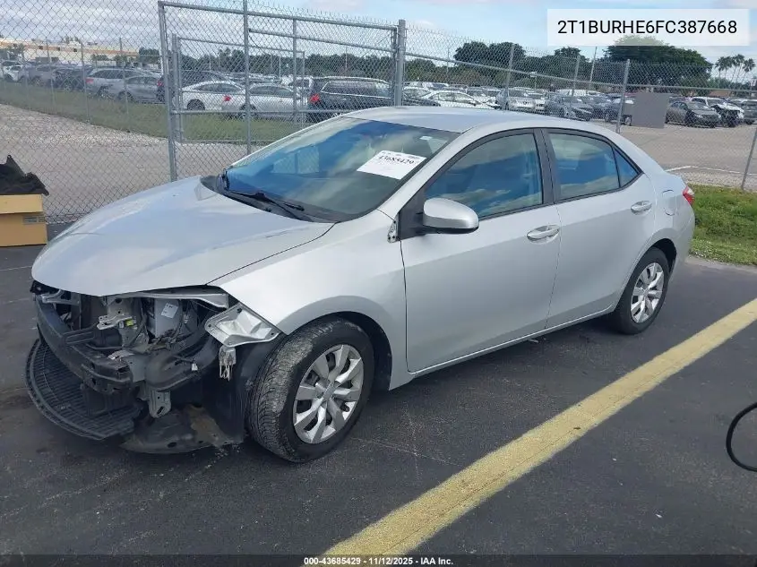 2T1BURHE6FC387668 2015 Toyota Corolla Le