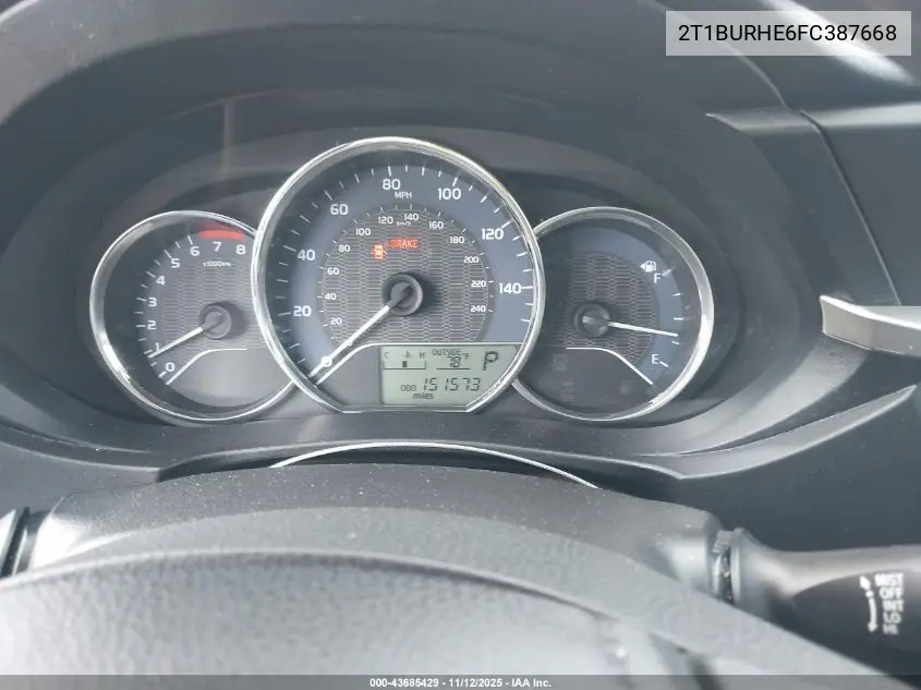 2T1BURHE6FC387668 2015 Toyota Corolla Le