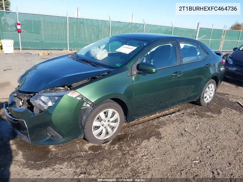 2T1BURHEXFC464736 2015 Toyota Corolla Le