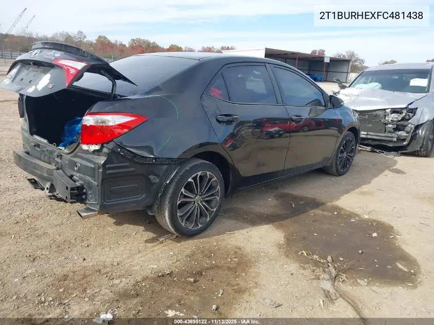 2T1BURHEXFC481438 2015 Toyota Corolla S Plus