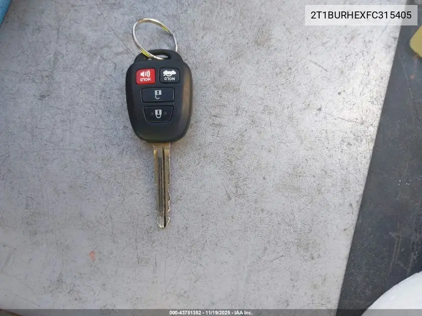 2T1BURHEXFC315405 2015 Toyota Corolla Le