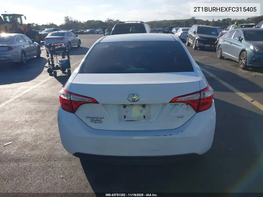 2T1BURHEXFC315405 2015 Toyota Corolla Le