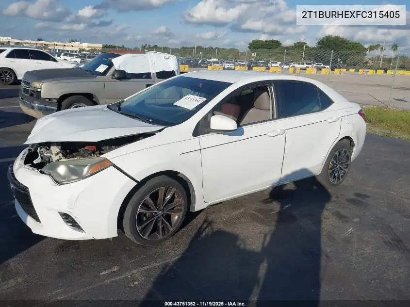 2T1BURHEXFC315405 2015 Toyota Corolla Le