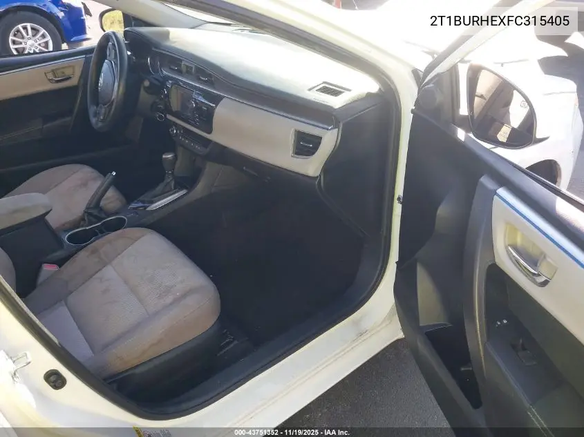 2T1BURHEXFC315405 2015 Toyota Corolla Le