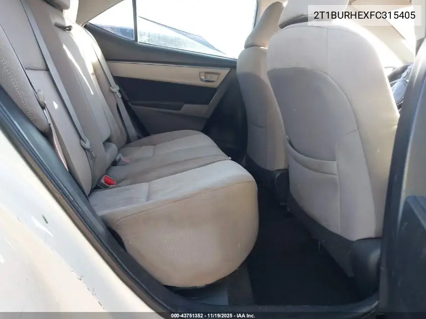 2T1BURHEXFC315405 2015 Toyota Corolla Le