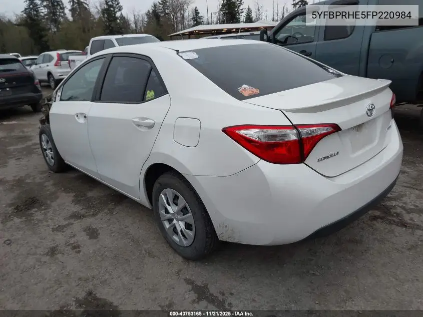 5YFBPRHE5FP220984 2015 Toyota Corolla Le Eco