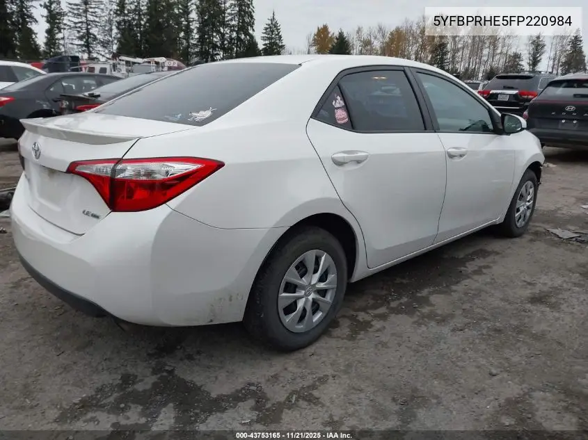 5YFBPRHE5FP220984 2015 Toyota Corolla Le Eco