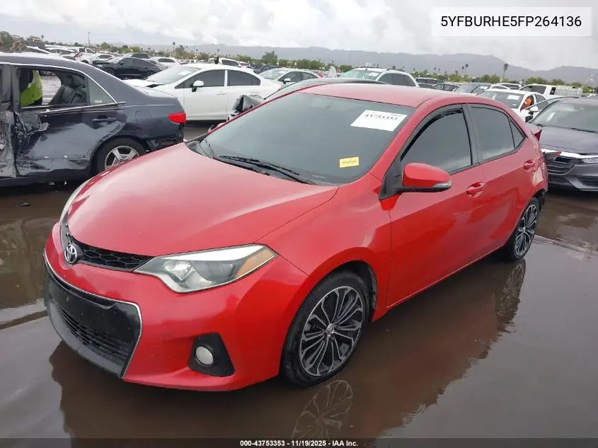5YFBURHE5FP264136 2015 Toyota Corolla S Plus