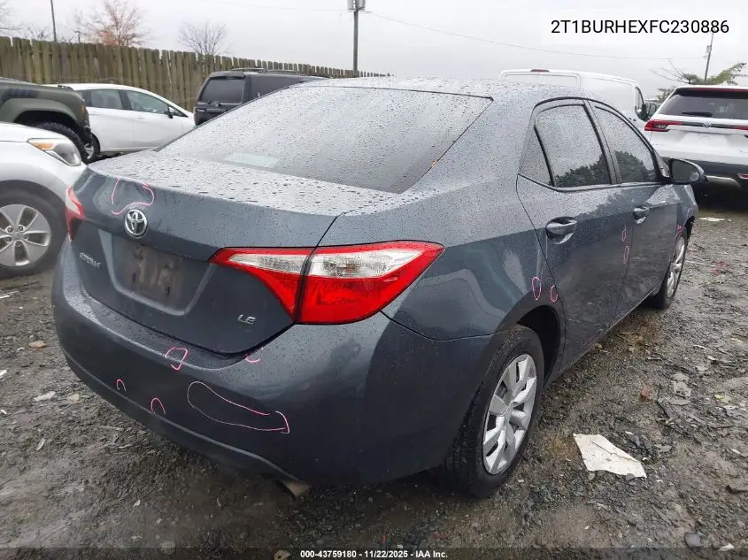 2T1BURHEXFC230886 2015 Toyota Corolla Le