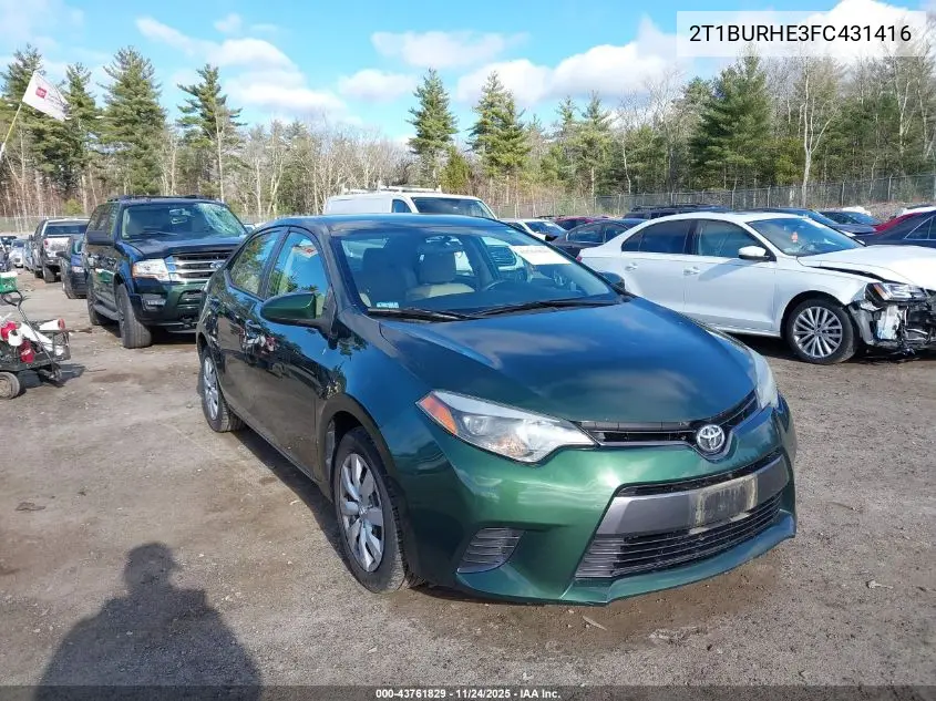 2T1BURHE3FC431416 2015 Toyota Corolla Le