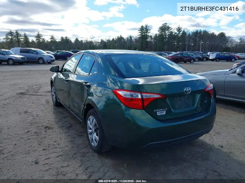 2T1BURHE3FC431416 2015 Toyota Corolla Le