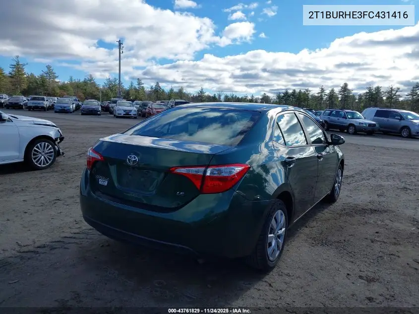 2T1BURHE3FC431416 2015 Toyota Corolla Le