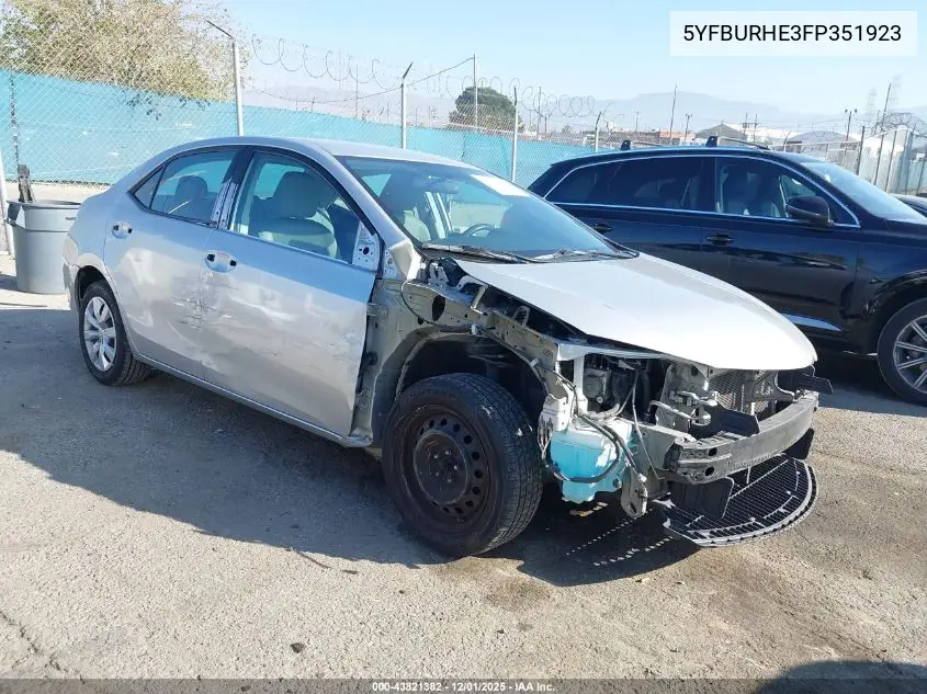 5YFBURHE3FP351923 2015 Toyota Corolla Le
