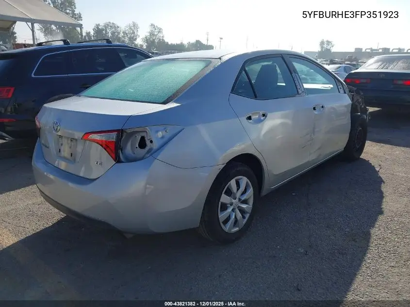 5YFBURHE3FP351923 2015 Toyota Corolla Le
