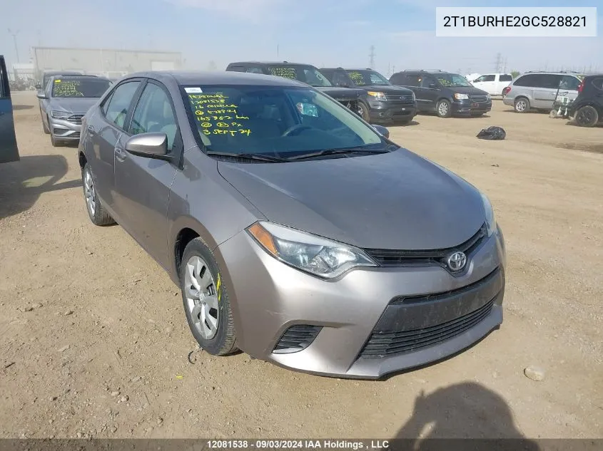 2016 Toyota Corolla L/Le/Le Pls/Prm/S/S Pls VIN: 2T1BURHE2GC528821 Lot: 12081538