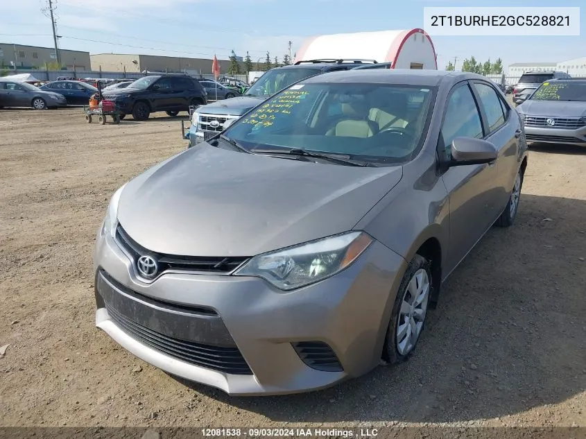 2016 Toyota Corolla L/Le/Le Pls/Prm/S/S Pls VIN: 2T1BURHE2GC528821 Lot: 12081538