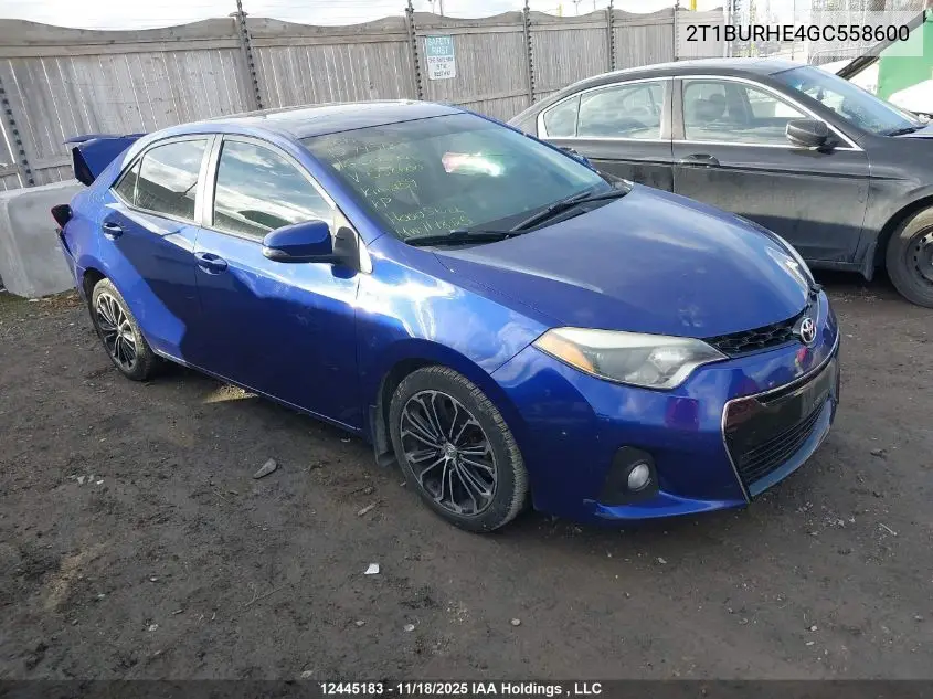 2T1BURHE4GC558600 2016 Toyota Corolla L/Le/Le Pls/Prm/S/S Pls