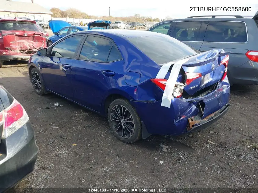 2T1BURHE4GC558600 2016 Toyota Corolla L/Le/Le Pls/Prm/S/S Pls