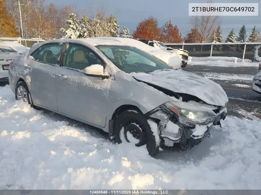 2T1BURHE7GC649702 2016 Toyota Corolla