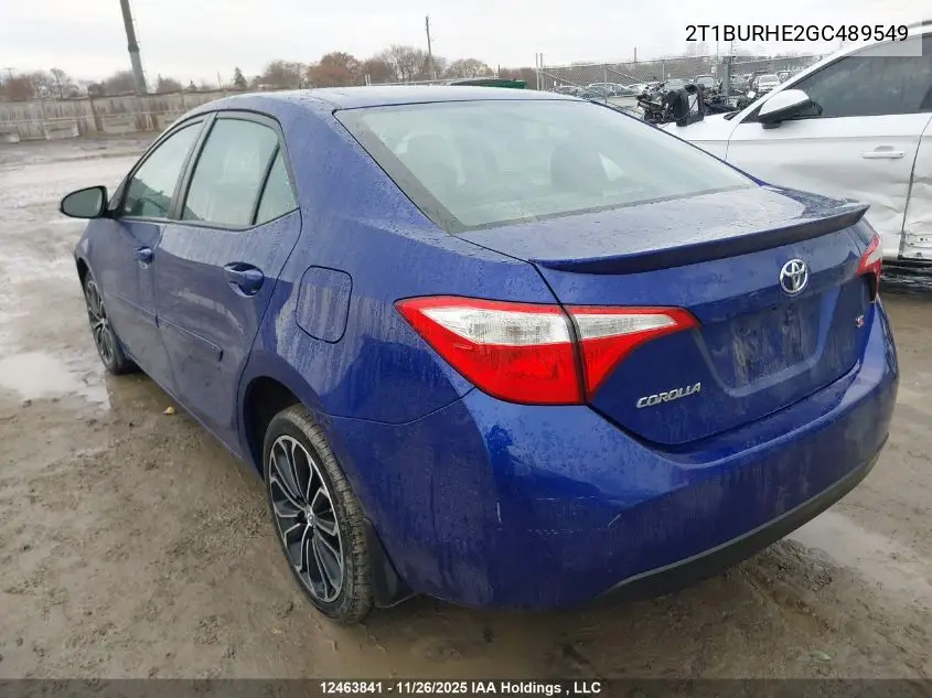 2T1BURHE2GC489549 2016 Toyota Corolla L/Le/Le Pls/Prm/S/S Pls