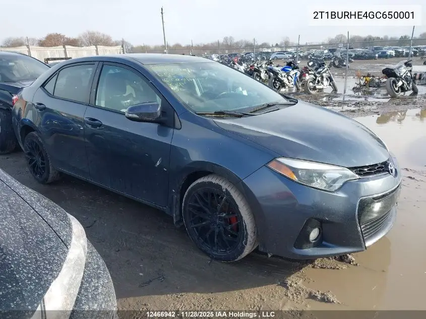 2T1BURHE4GC650001 2016 Toyota Corolla