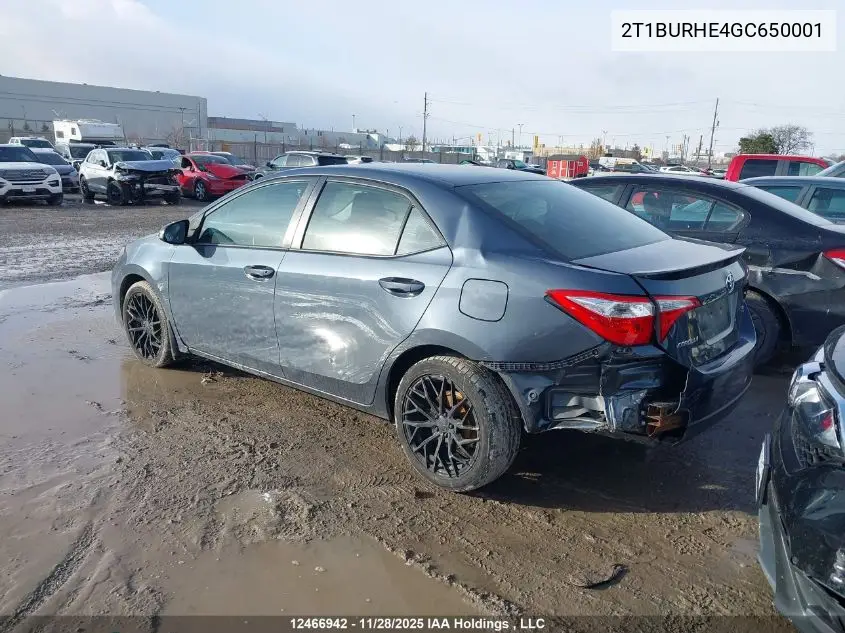 2T1BURHE4GC650001 2016 Toyota Corolla