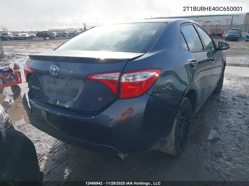 2T1BURHE4GC650001 2016 Toyota Corolla