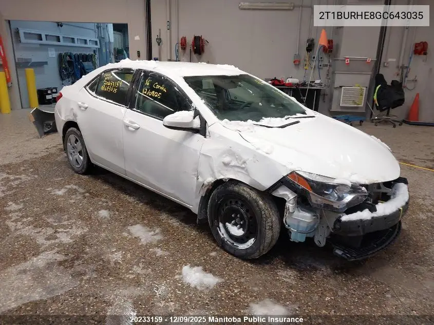 2T1BURHE8GC643035 2016 Toyota Corolla Le