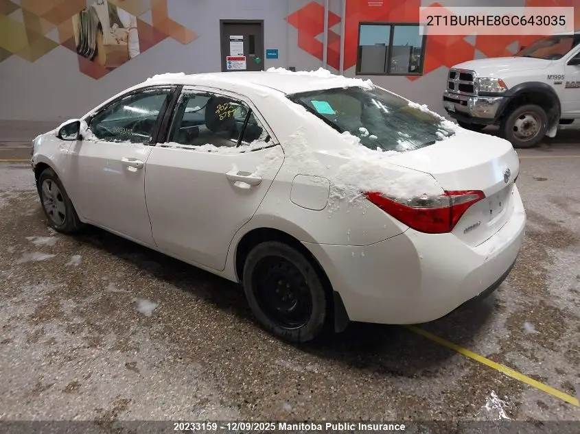2T1BURHE8GC643035 2016 Toyota Corolla Le