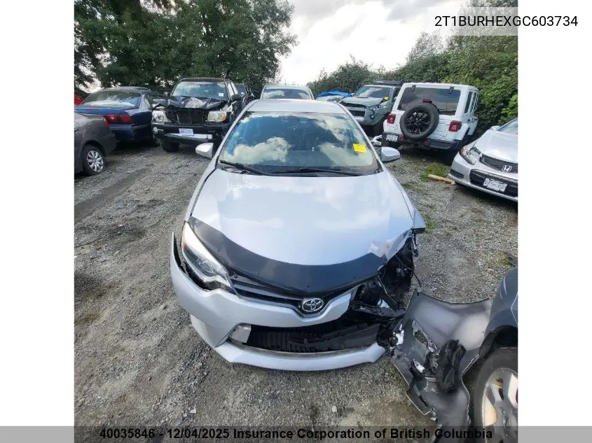 2T1BURHEXGC603734 2016 Toyota Corolla L/Le/Le Pls/Prm/S/S Pls