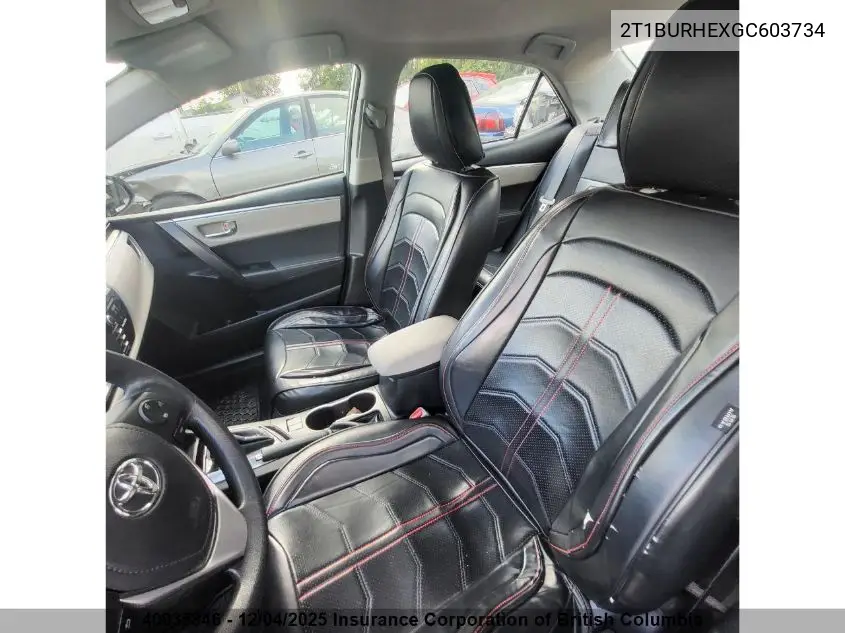 2T1BURHEXGC603734 2016 Toyota Corolla L/Le/Le Pls/Prm/S/S Pls