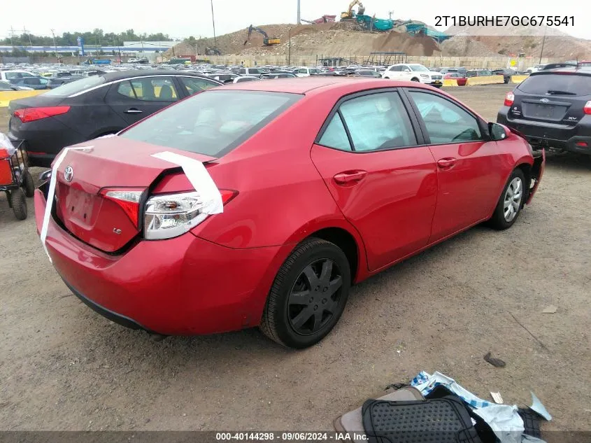 2016 Toyota Corolla L/Le/Le Pls/Prm/S/S Pls VIN: 2T1BURHE7GC675541 Lot: 40144298