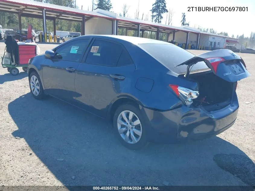 2016 Toyota Corolla Le VIN: 2T1BURHE7GC697801 Lot: 40265752