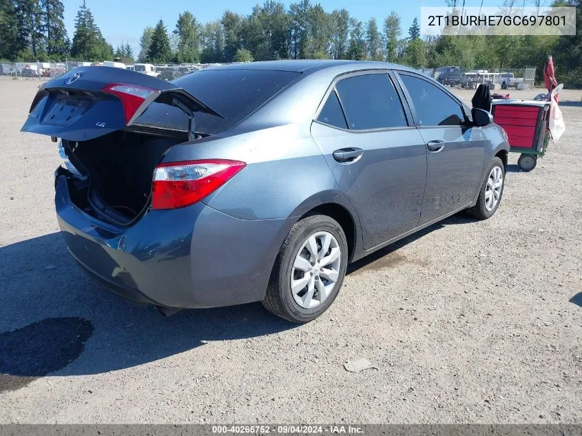 2016 Toyota Corolla Le VIN: 2T1BURHE7GC697801 Lot: 40265752