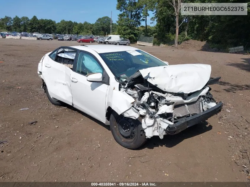 2016 Toyota Corolla Le VIN: 2T1BURHE0GC652375 Lot: 40355941