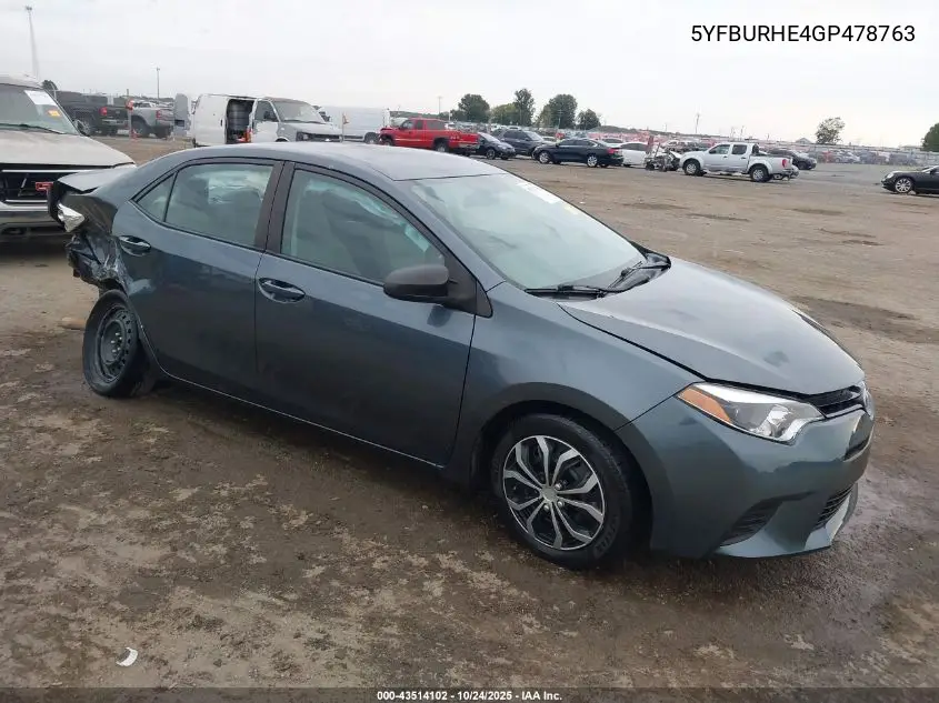 5YFBURHE4GP478763 2016 Toyota Corolla Le