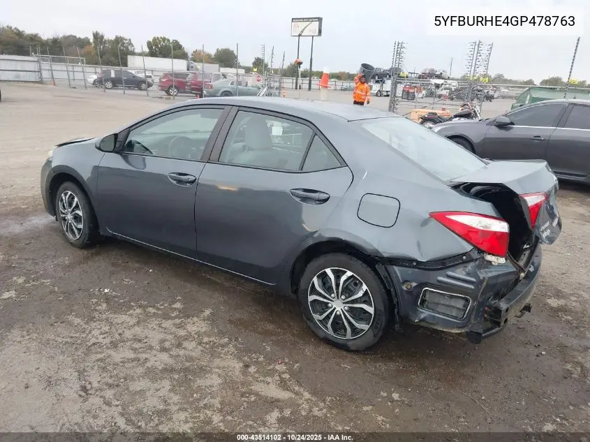 5YFBURHE4GP478763 2016 Toyota Corolla Le