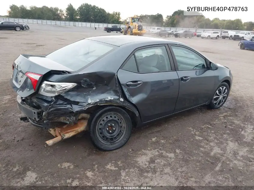 5YFBURHE4GP478763 2016 Toyota Corolla Le