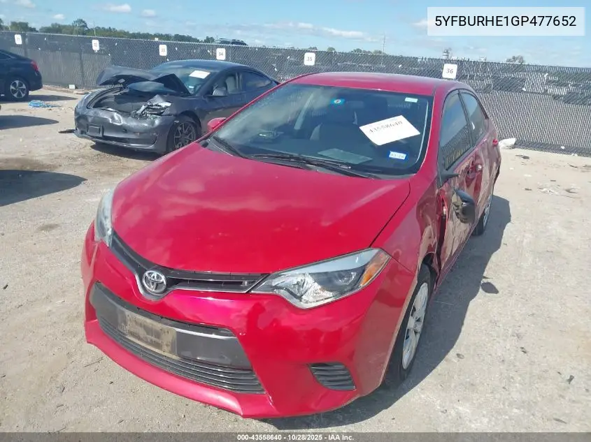 5YFBURHE1GP477652 2016 Toyota Corolla Le