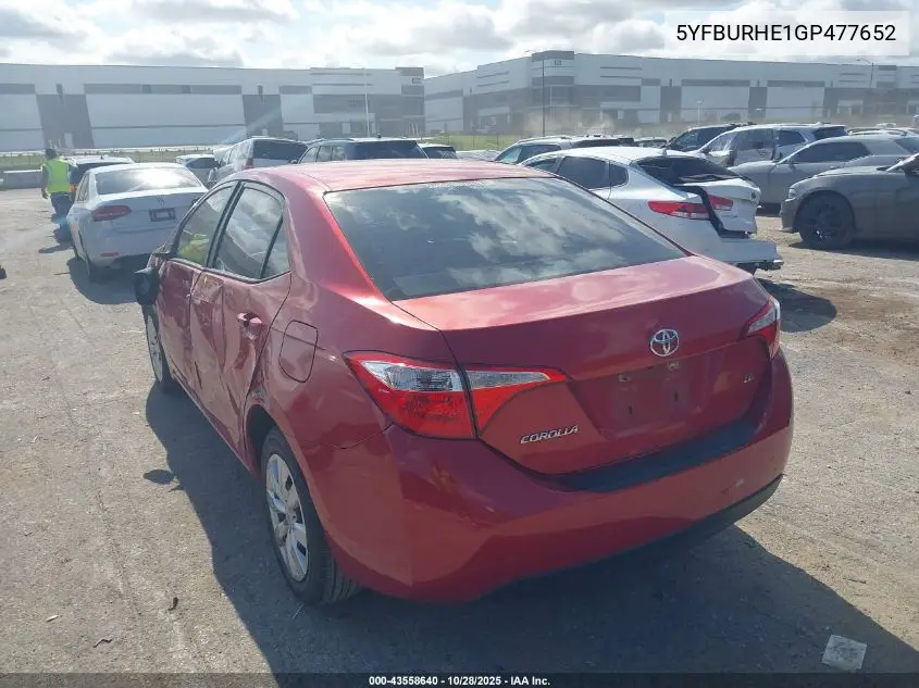 5YFBURHE1GP477652 2016 Toyota Corolla Le