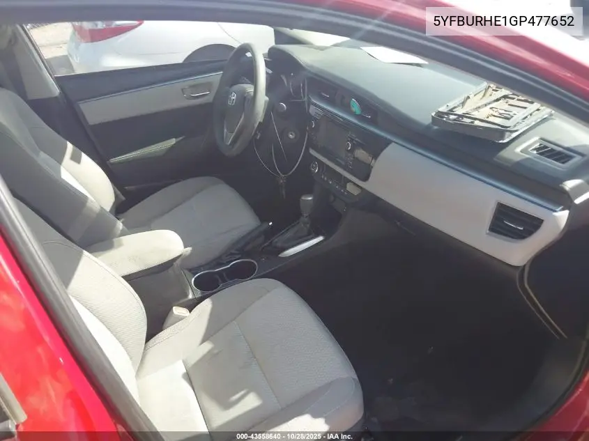 5YFBURHE1GP477652 2016 Toyota Corolla Le