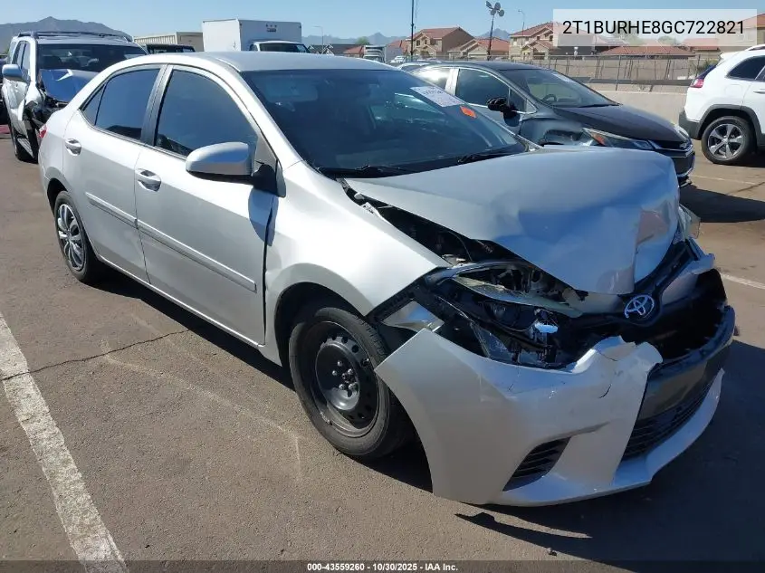 2T1BURHE8GC722821 2016 Toyota Corolla Le