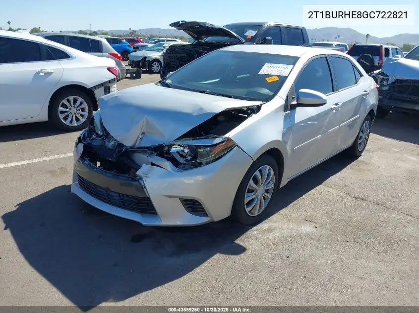 2T1BURHE8GC722821 2016 Toyota Corolla Le