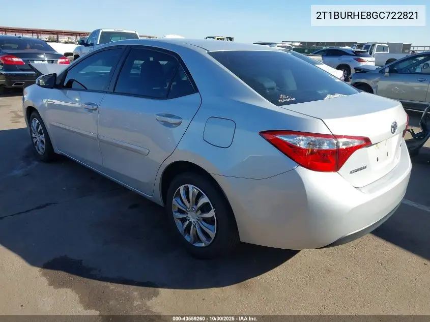 2T1BURHE8GC722821 2016 Toyota Corolla Le
