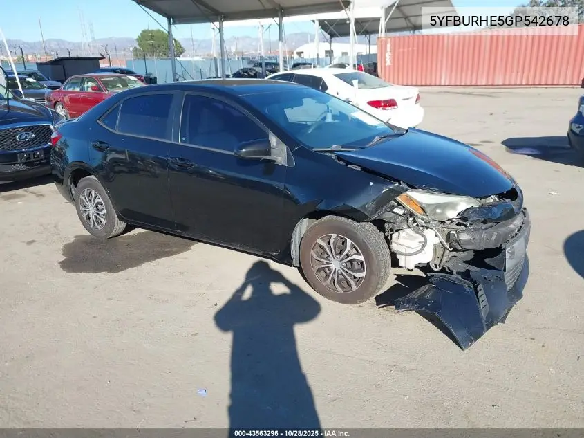 5YFBURHE5GP542678 2016 Toyota Corolla L