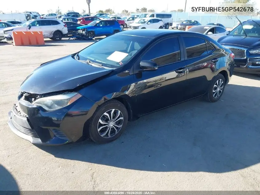 5YFBURHE5GP542678 2016 Toyota Corolla L