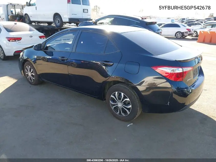 5YFBURHE5GP542678 2016 Toyota Corolla L