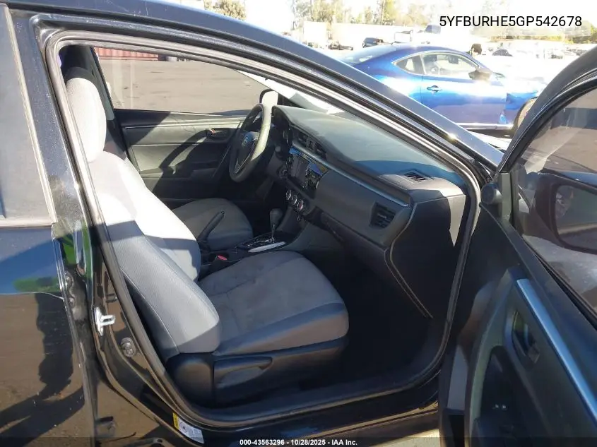 5YFBURHE5GP542678 2016 Toyota Corolla L