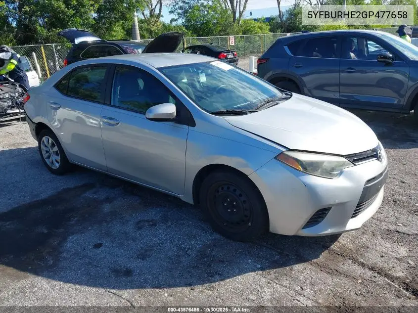 5YFBURHE2GP477658 2016 Toyota Corolla Le