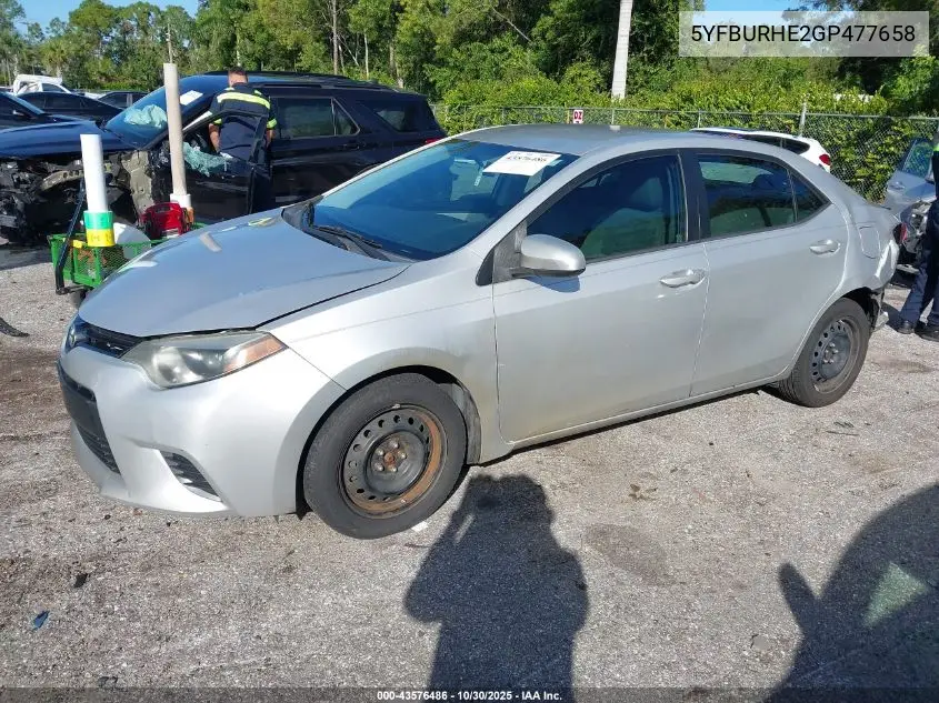 5YFBURHE2GP477658 2016 Toyota Corolla Le
